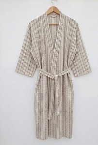 Bata Kimono de Algodón Estampada a Mano para Mujer, Suave, con Cuello Mao, Lujosa, para Todas las Estaciones, Ropa de Estar por Casa - Product Image 3