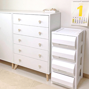 Meuble de rangement empilable à 2 niveaux blanc en plastique avec tiroirs pour chambre d'enfant, organisateur de jouets et vêtements, tour de rangement pour la maison - Product Image 3