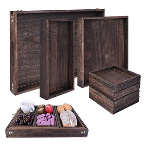 Plateau décoratif en bois de manguier Lot de 7 plateaux de service rectangulaires pour café, restaurant, hôtel, cuisine, serveur ou usage domestique polyvalent - Product Image 1