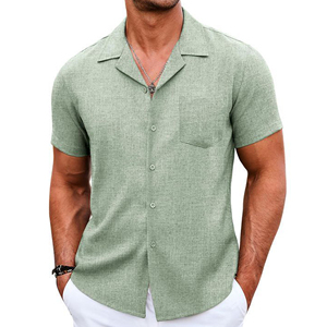 La camisa con cuello cubano para hombre ofrece un estilo relajado y llamativo: tu elección ideal para conseguir energía instantánea en verano. Proveedor al por mayor. - Product Image 4