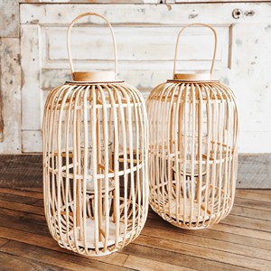 Rattan light lantern home garden <b>dinner</b> table accent natural <b>candle</b> lanterns crafted by hand - Product Image 3