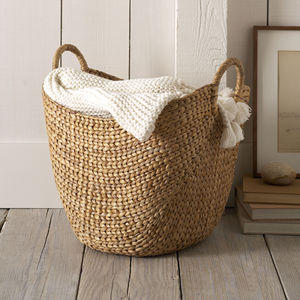 Paniers de rangement en jacinthe d'eau naturelle avec poignées, boîtes de rangement tissées, panier à linge, panier à prix avantageux - Product Image 6