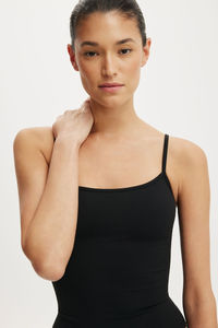 Women O-<b>Neck</b> Knitted Tank Top Solid Black Casual Eco-Friendly Breathable Minimalist Style Summer Wear - Product Image 3