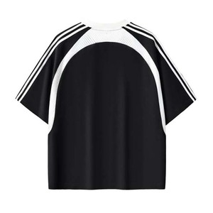 Camiseta Oversize Rosa de Manga Raglán para Hombre, Casual, Cuello Redondo, Tejida, Color Sólido con Ribete en Contraste, Diseño Liso - Product Image 4