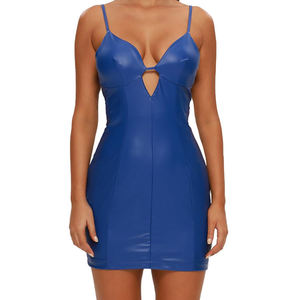 Vestido de cuero sin mangas para verano, sexy, ajustado, para fiesta, ropa de club, en oferta - Product Image 1