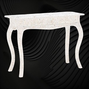 Table console élégante en bois et nacre avec détails artisanaux complexes et design d'appoint haut de gamme pour la maison - Product Image 5
