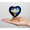 Heart Shape Pet Urn Blue Polyresin Cross Design Classical Style Durable Memorial <b>Casket</b> <b>for</b> Pets - Product Image 6