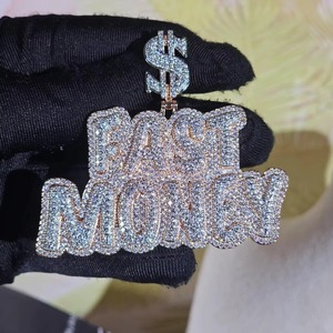 925 <b>Silver</b> Rose Gold Plated Moissanite <b>Pendant</b> Hip Hop Style Two Tone Letter <b>Pendant</b> Pass Diamond Tester <b>Initial</b> Letter <b>Pendant</b> - Product Image 4