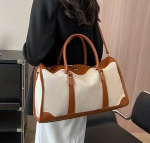 Bolsa de Viaje de Lona y Cuero con Cierre, Gran Capacidad, Resistente, Fabricante OEM, Impermeable, Bolsa de Fin de Semana, Venta al Por Mayor - Product Image 2