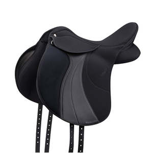 Selle d'obstacle anglaise avec arceau en bois, construction en cuir et quincaillerie nickelée - Product Image 1