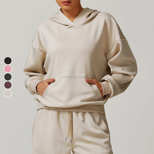Sweat-shirt de sport à capuche pour l'automne et l'hiver, vêtements d'extérieur polyvalents, hauts actifs à manches longues, sweat-shirt décontracté ample pour femmes, tout-aller - Product Image 1