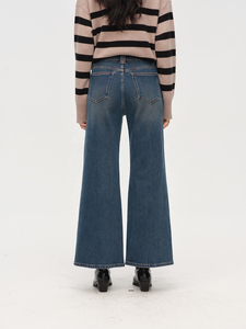 Women's Denim Breathable High Waist Solid Color Simple Soft Comfortable <b>Boot</b> Cut Wide Leg Jeans Regular Fit Stretch Denim - Product Image 6