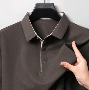 Polo tricoté à manches longues pour homme, couleur unie, décontracté, boutonné, rouge, nouveau design personnalisé 2026, prix de gros - Product Image 3