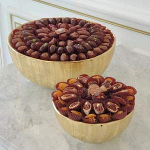 Bol à chocolat rond en aluminium, design martelé moderne, fait main, pour service et fruits - Product Image 5