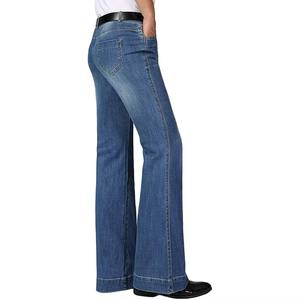 Jean évasé pour homme avec logo personnalisé, style streetwear classique, jean vintage, pantalon en denim évasé de qualité supérieure pour homme - Product Image 3