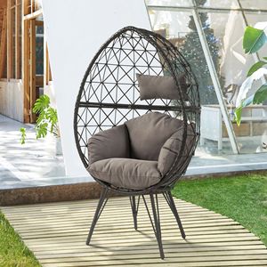Sedia da Giardino Imbottita Grigio Chiaro e Nero per Uso Esterno - Product Image 1