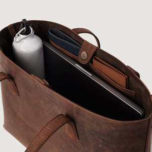 Fashionable Distressed Genuine Leather Women Shoulder Tote Bag with Soft Finish Two Handles Open Bulk Orders - Product Image 5