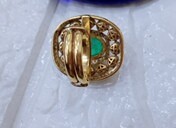 Women's Silver 18K <b>Gold</b> Plated Oval Cluster Floral Pave Setting Green Doublet Classic <b>Cocktail</b> <b>Ring</b> for Wedding Jewelry - Product Image 4