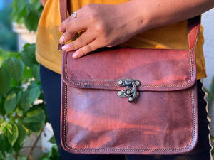 Bolso de mano Vintage de piel de cabra auténtica para mujer, bandolera - Product Image 3