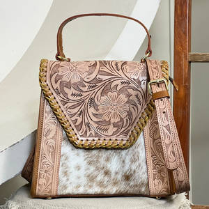 Sacs bandoulière pour femmes en cuir de vachette à poils, motif floral, grande capacité, nouvelle collection, vente chaude - Product Image 2