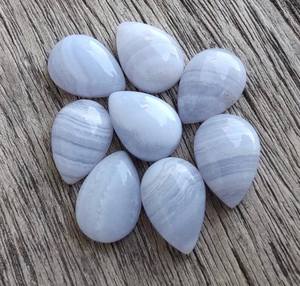 Cabochon en agate bleue, forme goutte d'eau, pierre précieuse calibrée, pierre lâche pour la fabrication de bijoux - Product Image 4