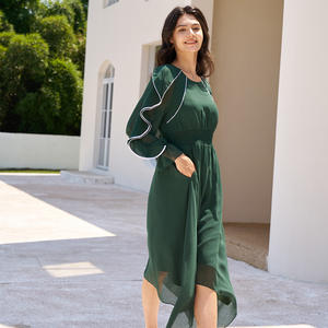 Robes de demoiselle d'honneur de soirée en vert émeraude à manches longues et à ourlet à volants, style bohème <span class=keywords><strong>chic</strong></span>, pour femmes, pour <span class=keywords><strong>mariage</strong></span>, 2026 - Product Image 2