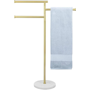 Porte-serviettes moderne en laiton sur pied à barre unique pour la maison, les hôtels et les salles de bain – Support à serviettes fait main en promotion - Product Image 5