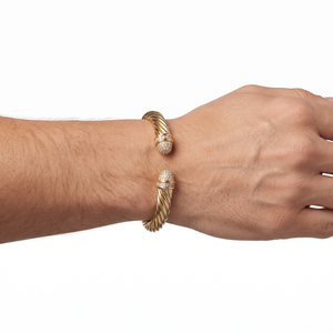 Custom Cable Cuff <b>Bangle</b> <b>Bracelet</b> With Micro Pavé Round And Baguette Moissanite Stone <b>Bracelet</b> 925 Silver Gold Plated <b>Bracelet</b> - Product Image 6