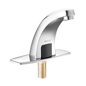 Grifo automático para lavabo de baño con sensor de movimiento sin contacto, grifo para inodoro con placa de cubierta para orificio de agua fría, funciona con pilas - Product Image 1