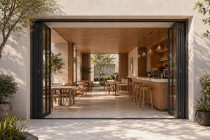 Porte pliante en aluminium sur mesure, porte pliante en verre, porte accordéon, entrée de patio moderne, extérieur - Product Image 3