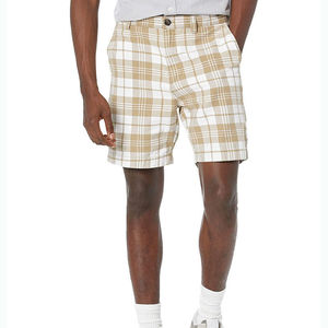 Shorts Bermuda à Carreaux pour Homme, Taille Mi-Haute, Fermeture Boutonnée, Style Décontracté en Coton Tissé à Motif Écossais - Product Image 2