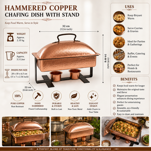 Recipiente para Calentar Comida Tipo Buffet de Cobre Martillado con Tapa, para Hotel, Restaurante, Catering, Banquete, Fabricante Mayorista OEM ODM - Product Image 5