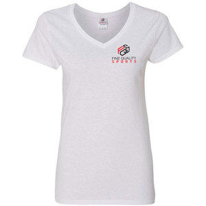 Camiseta de algodón roja con cuello en V para mujer a la moda |   Camiseta Deportiva Informal, Moderna, Ajustada y Transpirable con Logotipo Personalizado - Product Image 5