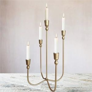 Wholesale Premium Iron Metal 5 <b>Branch</b> Candelabra Vintage Taper Candle Holder Luxury Home Interior Hotel Table Decor Centerpiece - Product Image 1