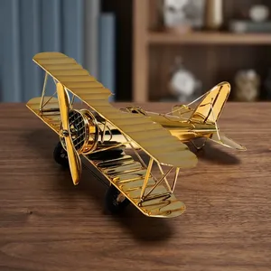 Metal Airplane <b>Model</b> Decor Aircraft Glider Biplane Showpiece for Entrance Home Office Desktop Table Decorative Statue - Product Image 2