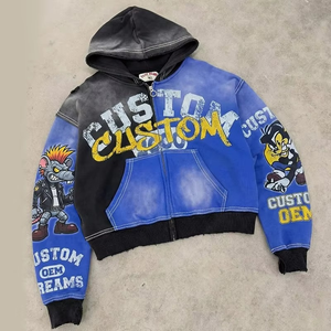 Sudadera Oversize de Estilo Urbano con Estampado Digital Azul Lavado al Ácido, Ecológica, de Alto Gramaje (330 GSM), con Efecto Desgastado y Logotipo Personalizado OEM - Product Image 5