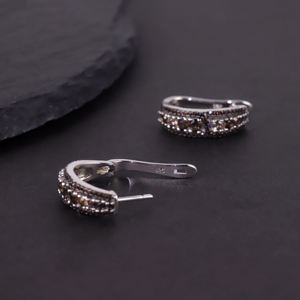 Pendientes de Aro de Oro Blanco con Diamantes para Mujer, Corte Brillante Redondo, Color G, Diamantes Naturales, Estilo Clásico para Uso Diario - Product Image 3