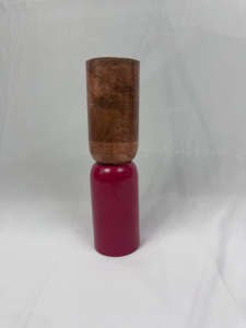 Bougeoir haut en bois blanc délavé, gravé à la main, de qualité supérieure, avec résine - Product Image 3