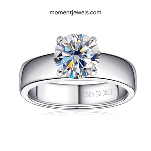 S925 Sterling Silver Rhodium Plated Classic Moissanite Engagement <b>Ring</b> 2 Carat Brilliant Cut Solitaire Wedding Jewelry for Women - Product Image 1