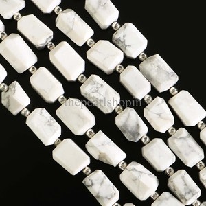 Cuentas facetadas de howlita natural, cuentas de howlita blancas de 7x9-8x11 mm, cuentas sueltas de howlita para la fabricación de joyas - Product Image 2