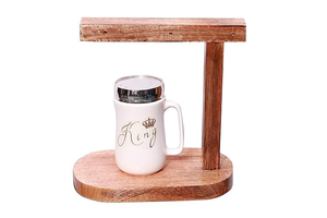 Support en bois pour tasses à café avec crochets de suspension et rangement pour soucoupes, organisateur de tasses à thé pour comptoir de cuisine, vente en gros - Product Image 5