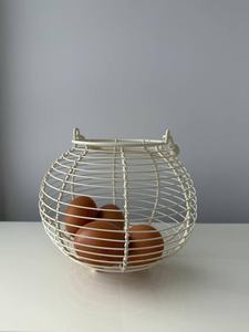 Vintage White Metal <b>Egg</b> Holder Stand – Spiral Farmhouse <b>Egg</b> Rack - Product Image 3