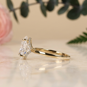 <b>Oval</b> Cut <b>Moissanite</b> Solitaire <b>Engagement</b> <b>Ring</b> 925 Sterling Silver Rhodium 18K Gold Prong Setting Luxury Women's Wedding - Product Image 2