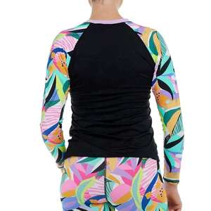 Women Long Sleeve Rash Guard Set UPF 50+ UV Protection Swim Shirt Floral <b>Print</b> <b>Surfing</b> Swimwear Two Piece Athletic Bathing Suit - Product Image 3
