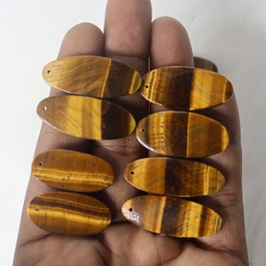 Ojo de Tigre Natural, Corte Ovalado, Cabujón Suelto, Lote de Cristales de Cuarzo Curativos con Base Plana, Hechos a Mano, Semipreciosos, Certificados por Terceros - Product Image 2