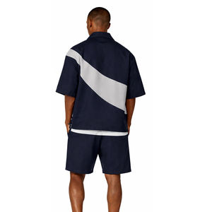 custom Mens Navy Blue Tracksuit Set Short Sleeve Zip <b>Shirt</b> & Shorts 2 Piece Summer Casual Sportswear Athletic Outfit Streetwear - Product Image 2