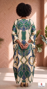 Vestido Kaftán Largo de Rayón con Estampado Personalizado para Mujer, Estilo Bohemio, para Vacaciones de Verano en la Playa, con Lazos para Atar - Product Image 2