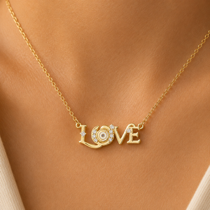 Collier en or massif 14 carats avec diamant de laboratoire taille ronde et pendentif lettre LOVE en grappe, bijoux fins, cadeaux romantiques, vente en gros directe usine - Product Image 3