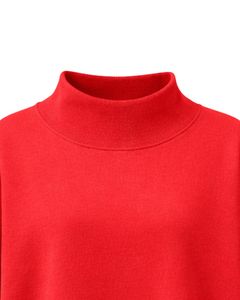 Sweat-shirt polaire rouge personnalisé pour femme, col montant, coupe ample, décontracté, chaud pour l'hiver, en coton et polyester, haut tendance - Product Image 5