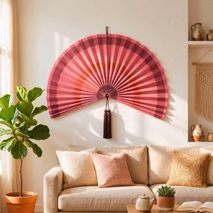 Ventilateur mural en bambou fait main personnalisé, ventilateur décoratif suspendu, art mural pour décoration intérieure de style côtier bohème farmhouse Kingcraftviet - Product Image 4